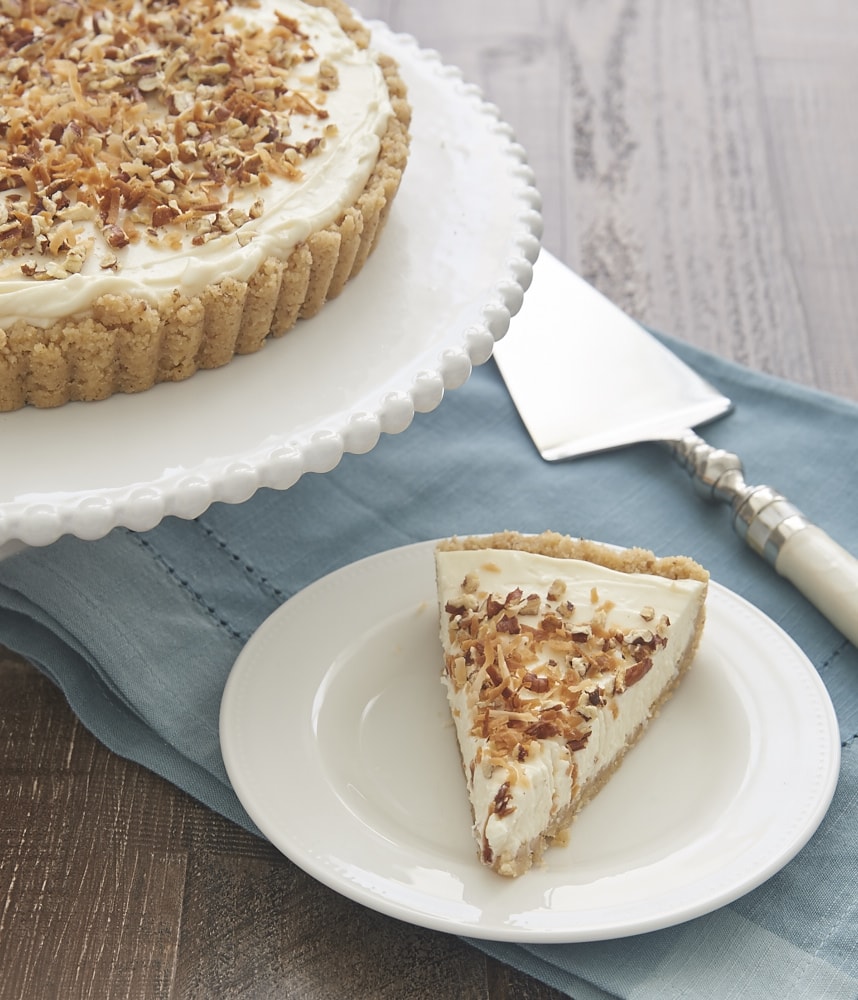 Coconut, pecans, and cream cheese are an irresistible tasty trio in this almost-no-bake Italian Cream Tart. - Bake or Break