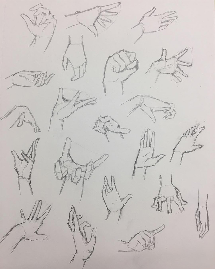 Drawing different hand poses