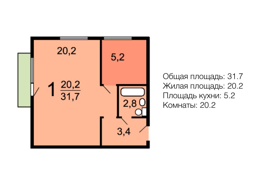 М жилой площади 1 кв