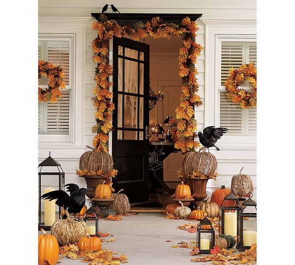 Осенний декор интерьера с помощью листьев, фото № 13