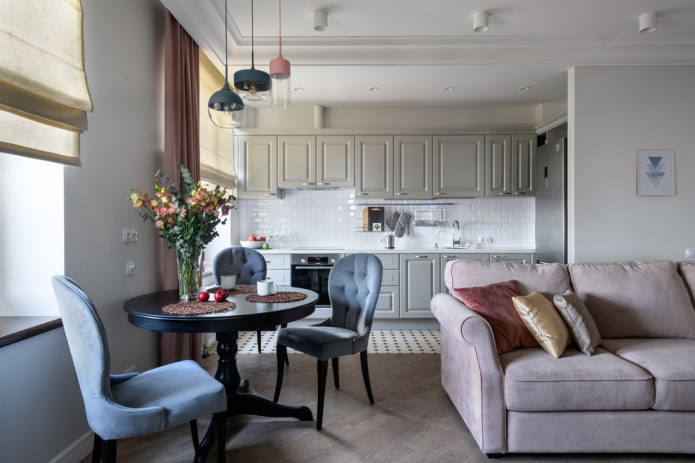 стол круглой формы в интерьере кухни-гостиной стол круглой формы в интерьере кухни-гостиной