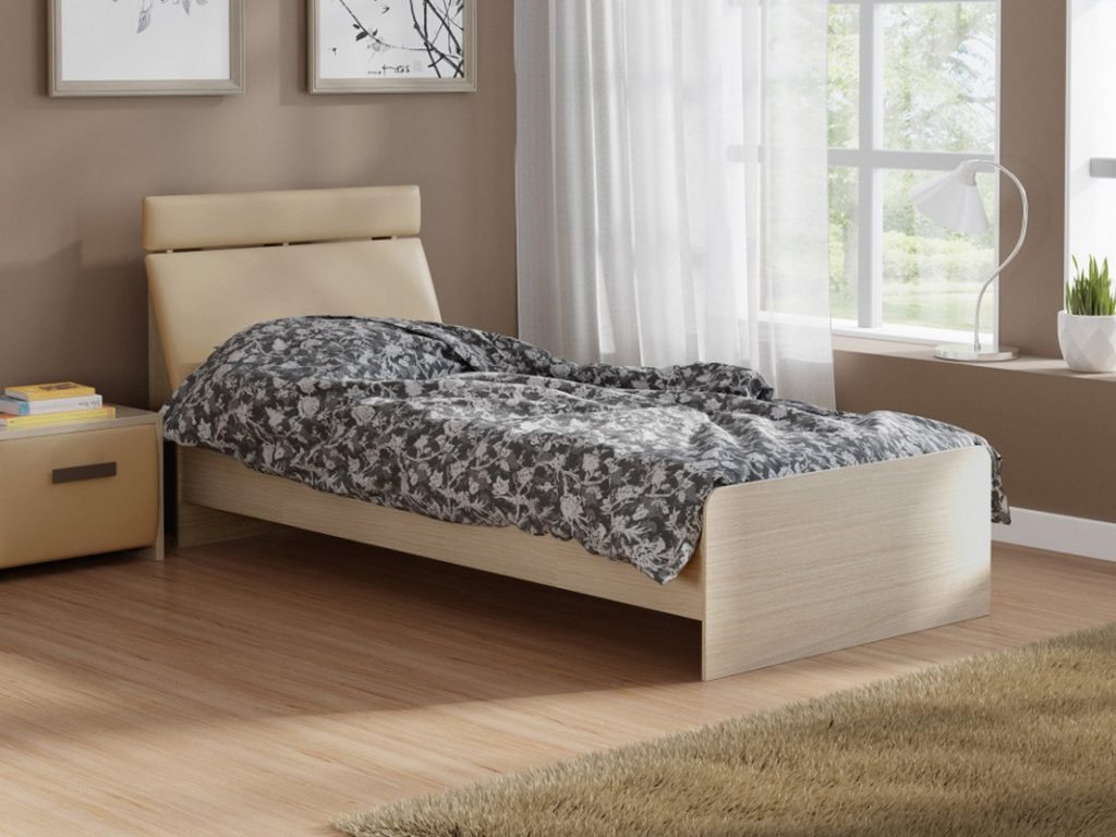 Односпальная кровать для взрослых ЛДСП Односпальная кровать для взрослых деревянная