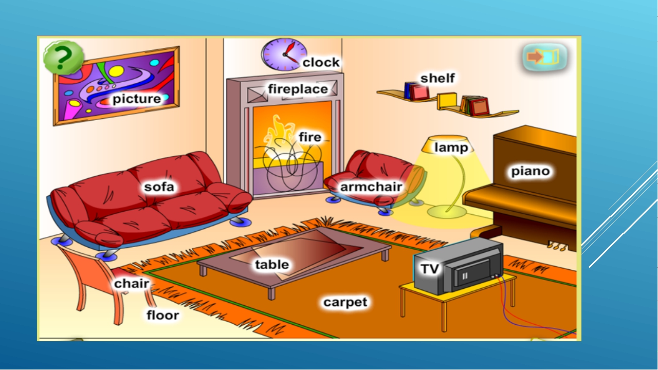 Spotlight 3 prepositions wordwall. Комнаты на английском языке. Предметы в комнате на английском. Мебель в комнате на английском. Картинка комнаты для описания.