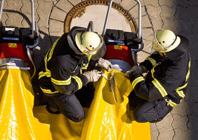 Установка пожарного дымососа для воздушной подушки