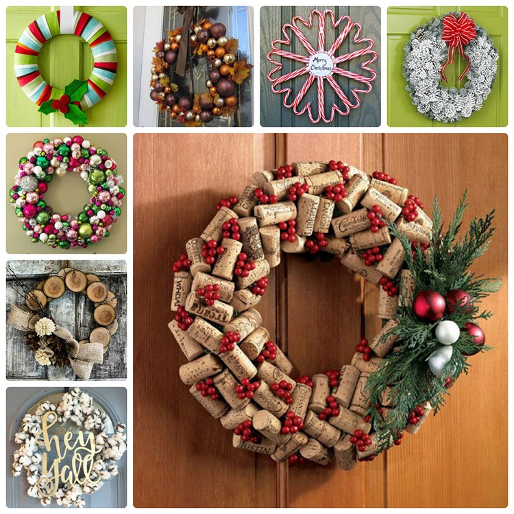 Для изготовления новогоднего венка можно использовать различные материалы