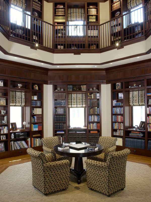 Красивое оформление домашней библиотеки. Фото 4