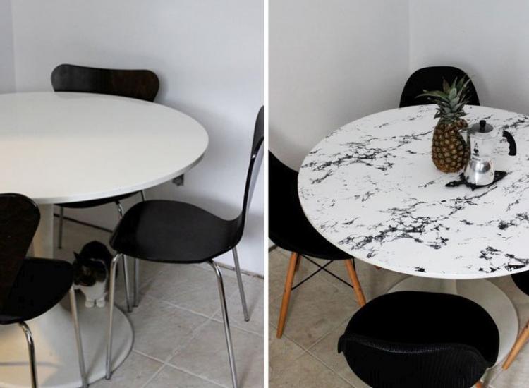 Пленка-самоклейка - Декор старого стола своими руками