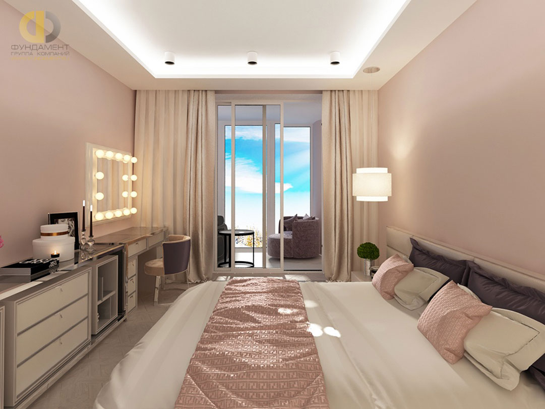 Дизайн интерьера спальни в розовых тонах