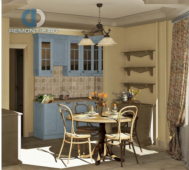 Интерьер прованской кухни в дизайне двухкомнатной квартиры в Химках