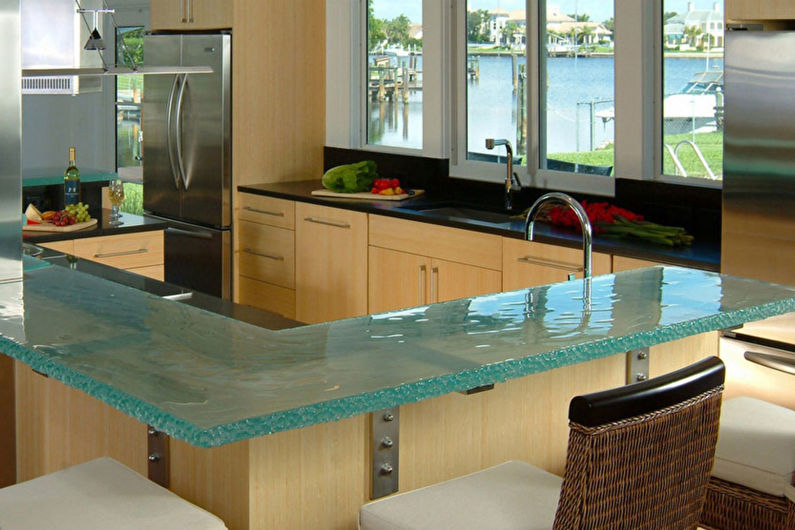 Барная стойка для кухни из стекла