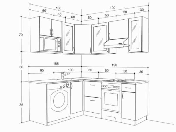 Размеры кухонной мебели по модулям чертежи и размеры